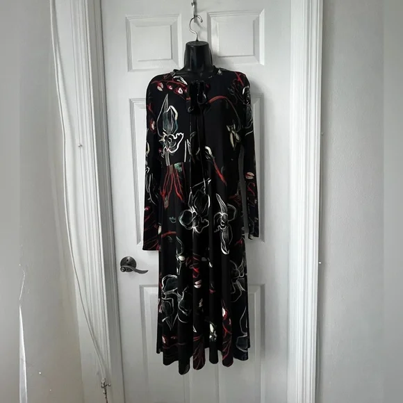 Zara Keyhole Midi Floral Dress size L - Picture 3 of 16